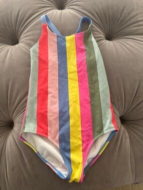 Mini Boden Kids One-Piece Swimsuit in Multicolor Stripes